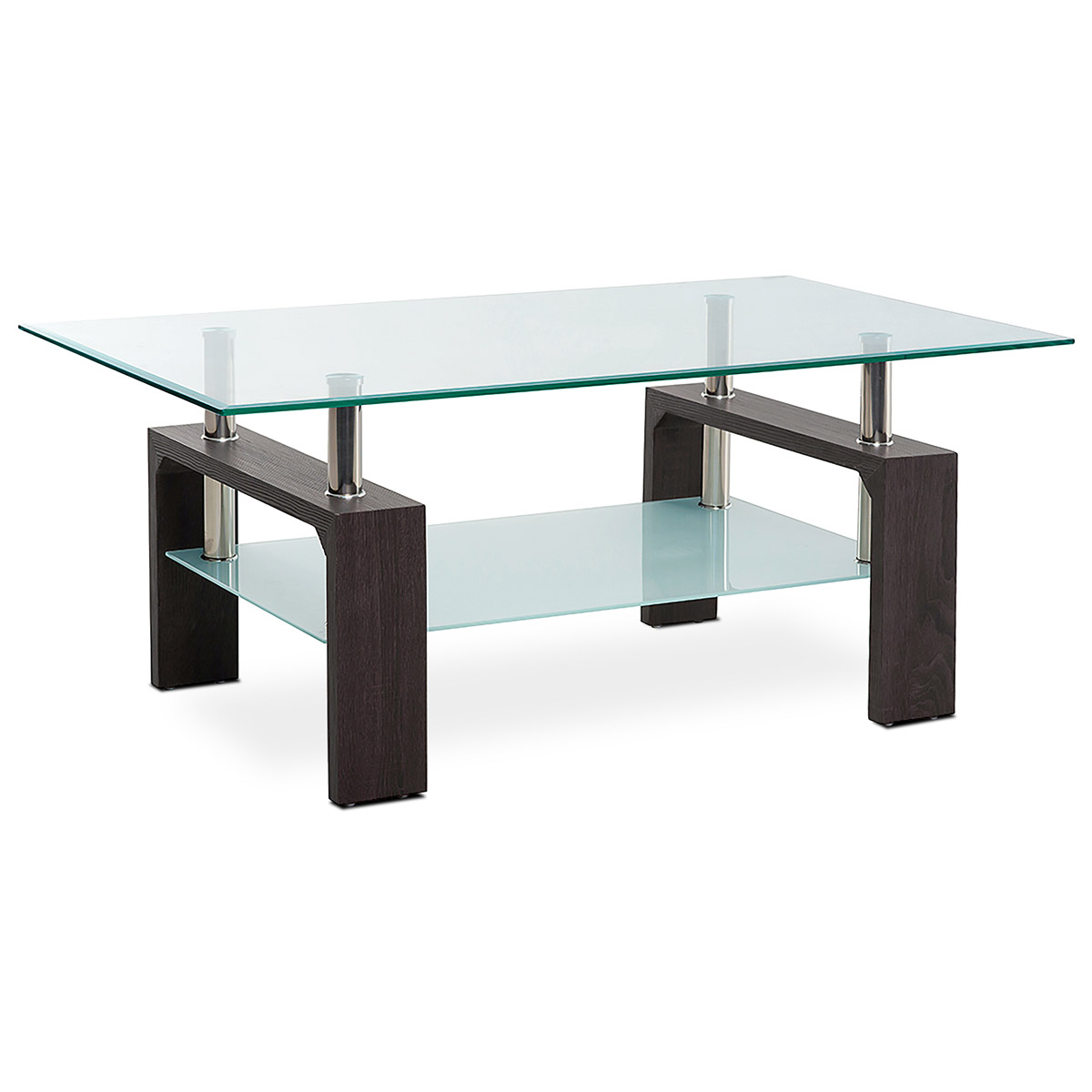 Konferenční stůl, čiré / mléčné sklo, MDF, 3D dekor přech
