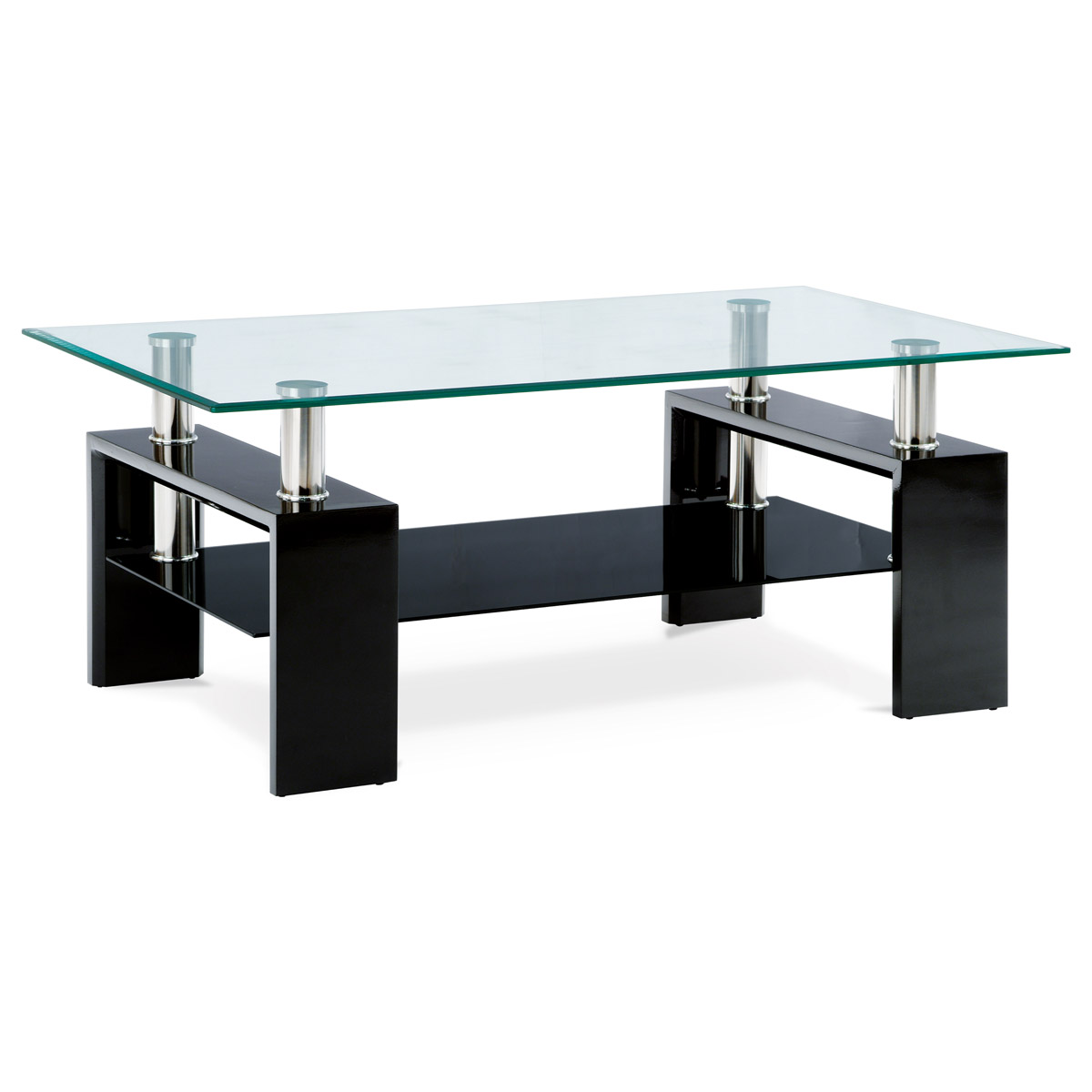 Konferenční stolek 110x60x45 cm, černý lesk / čiré sklo 8 mm