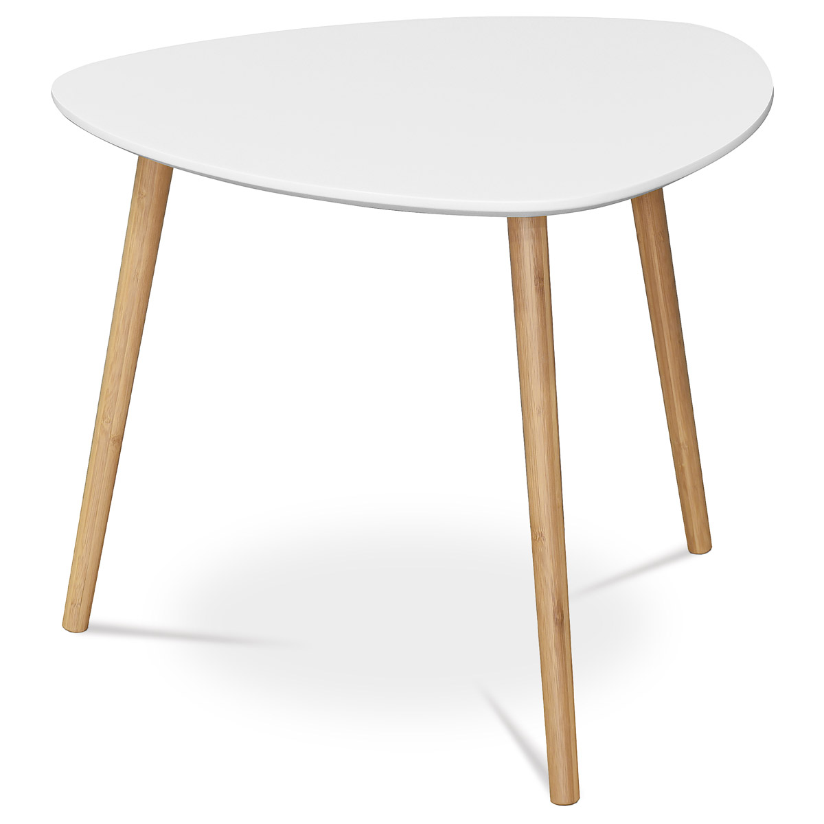 Stůl konferenční 55x55x45 cm,  MDF bílá deska,  nohy bambus přírodní odstín