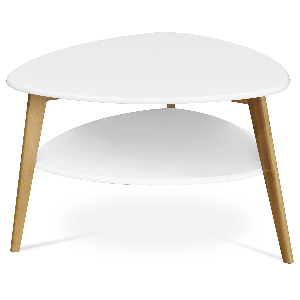 Stůl konferenční 78x77x50 cm,  MDF bílá deska,  nohy bambus přírodní odstín