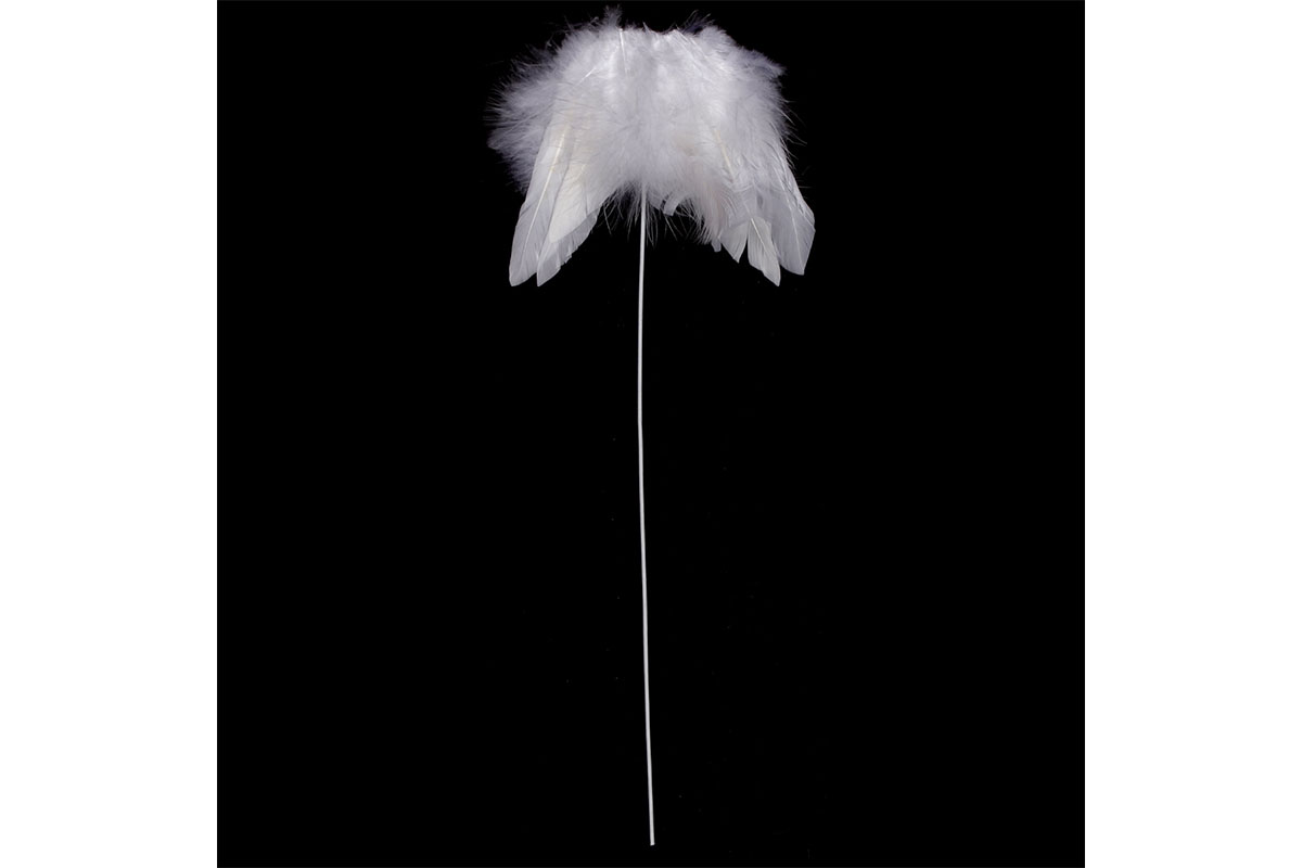 Andělská křídla z peří -zápich, barva bílá, baleno 12 ks,cena za 1ks