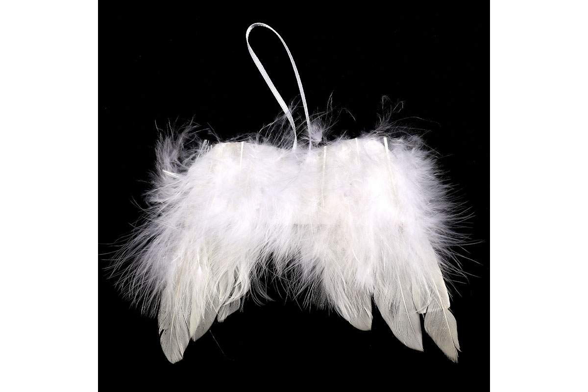 Andělská křídla z peří , barva bílá,  baleno 12ks v polybag. Cena za 1 ks.