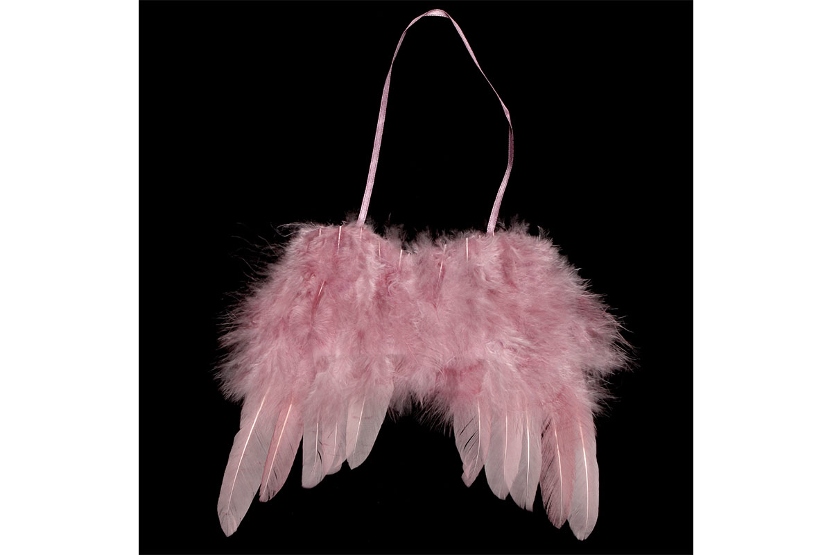 Andělská křídla z peří, růžové, baleno 1 ks v polybag. Cena za 1 ks.