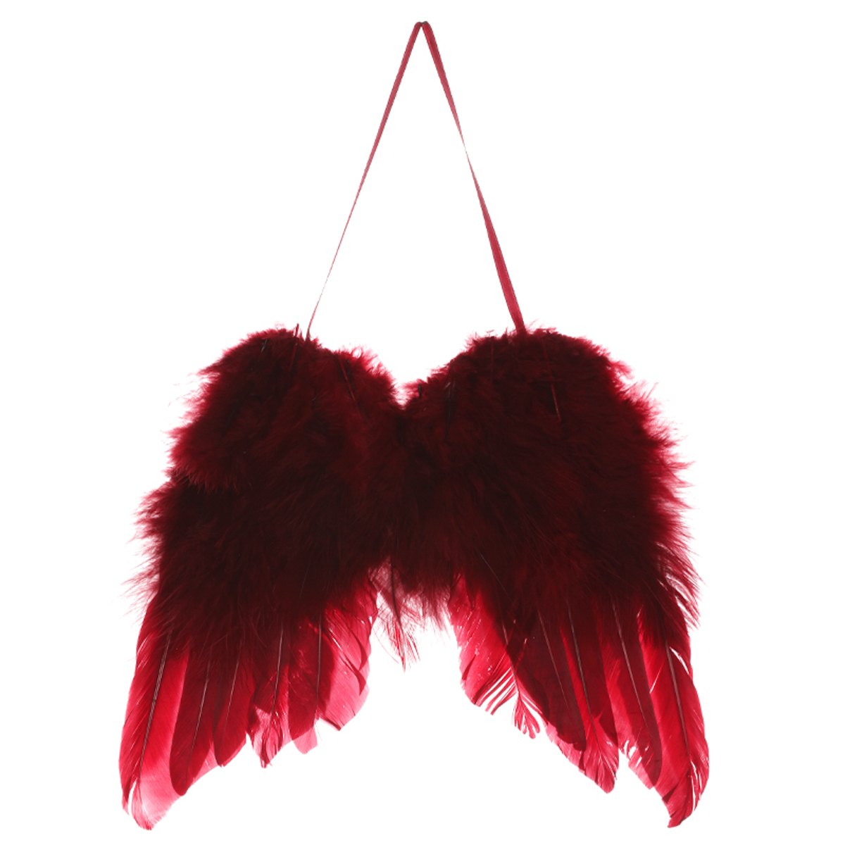 Andělská křídla z peří , barva červená, baleno 6 ks. Cena za 1 ks.