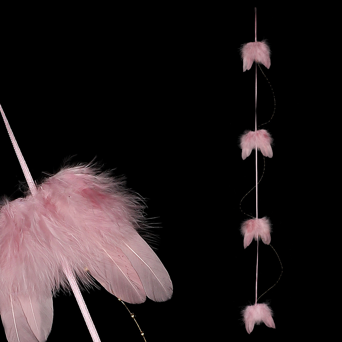 Girlanda s andělskými křídly, růžová barva.