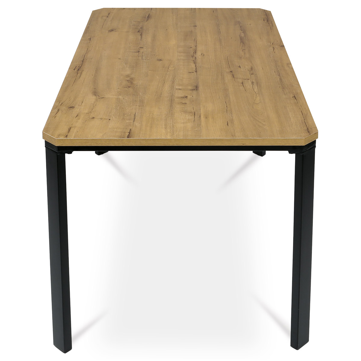 Stůl jídelní,  MDF deska, dýha divoký dub, kovové nohy, černý lak