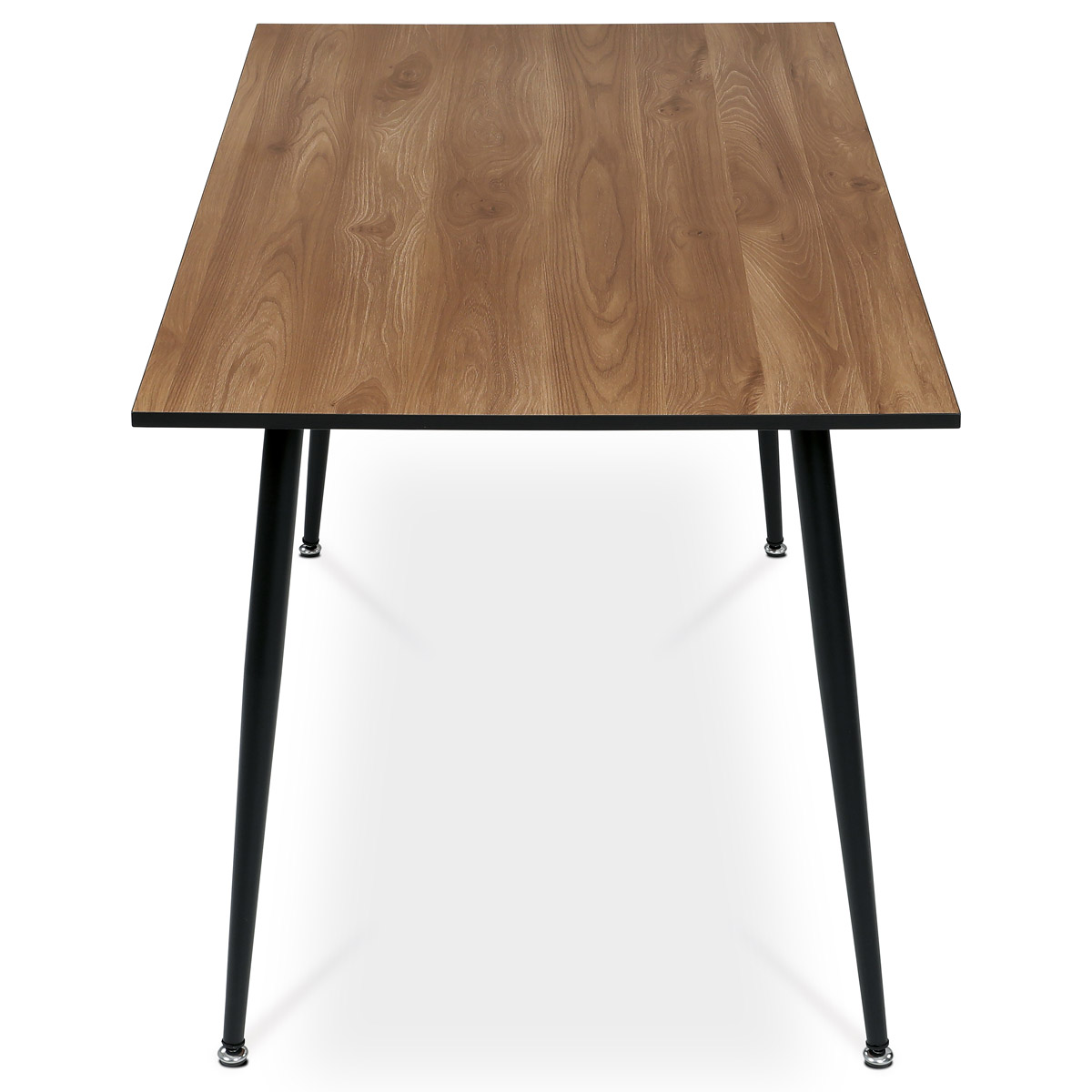 Jídelní stůl, 120x75 cm, deska MDF, dýha divoký dub, kovové nohy,  černý lak