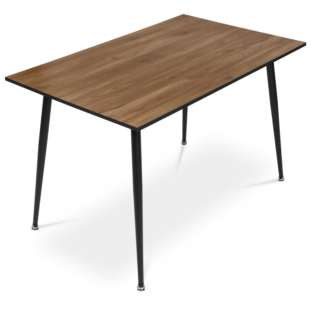 Jídelní stůl, 120x75 cm, deska MDF, dýha divoký dub, kovové nohy,  černý lak