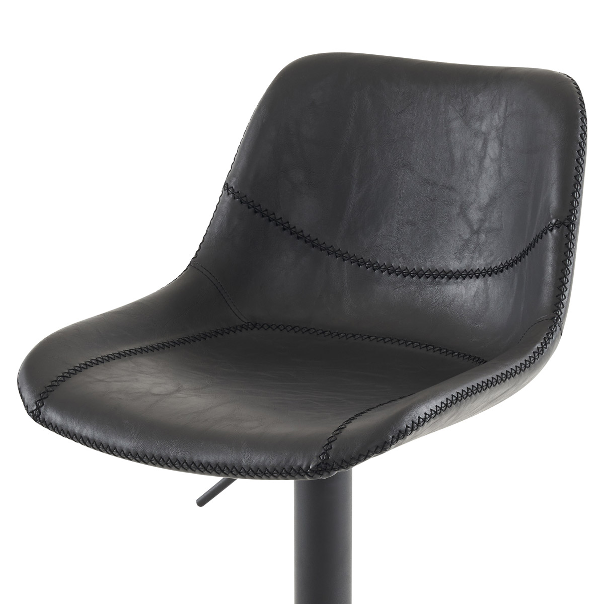 Židle barová, černá ekokůže, kov černá