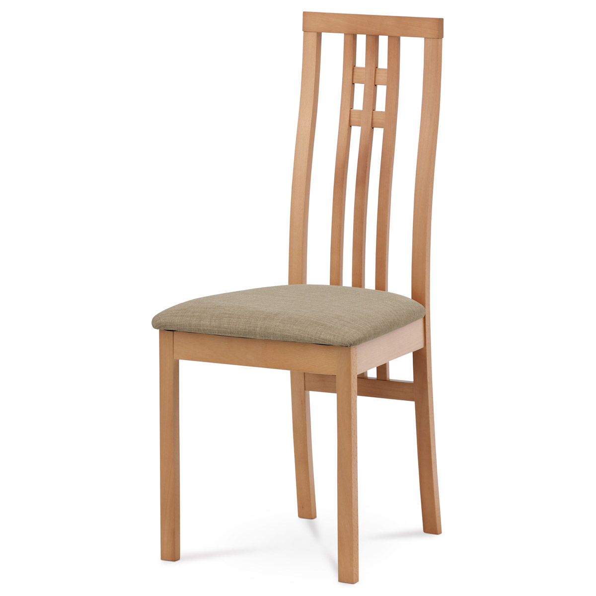 Jídelní židle, masiv buk, barva buk, látkový krémový potah