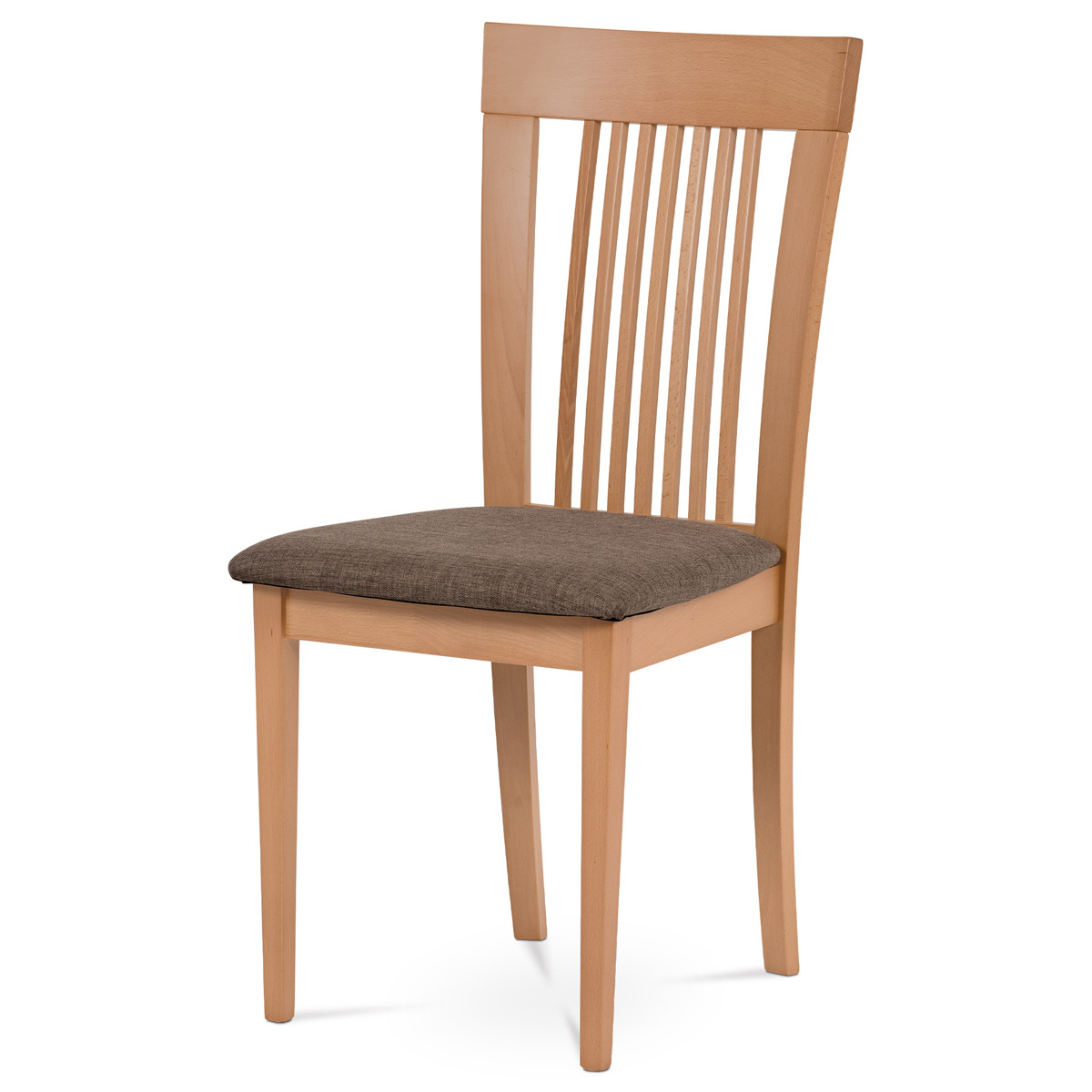 Jídelní židle, masiv buk, barva buk, látkový hnědý potah