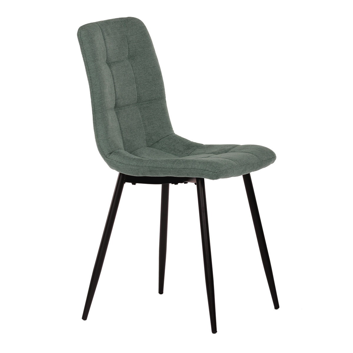 Jídelní židle, potah zelená látka, kovová čtyřnohá podnož, černý mat