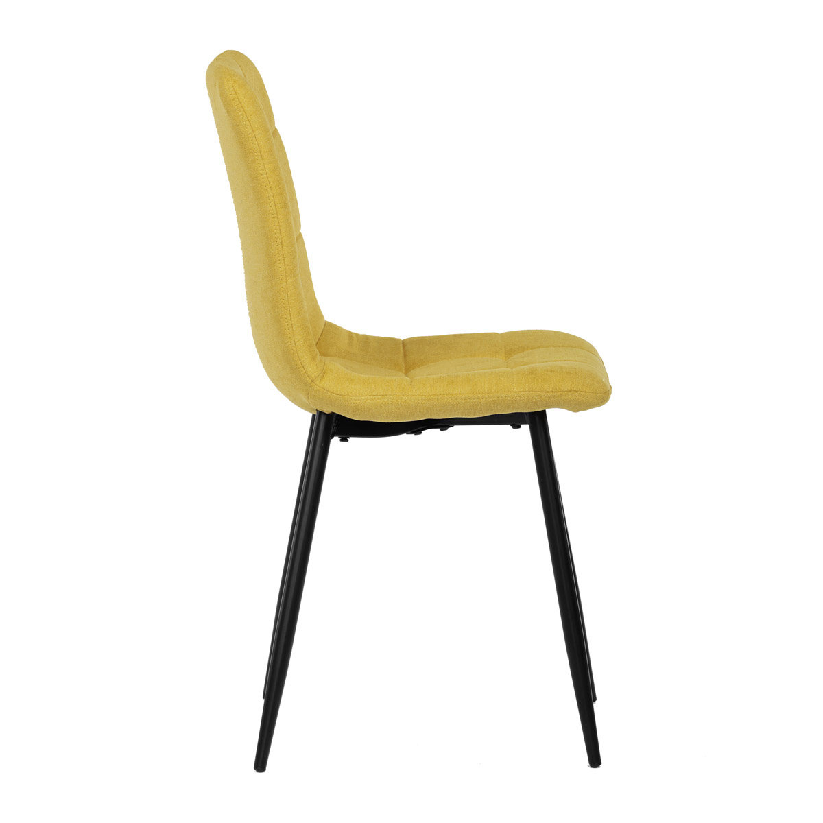 Jídelní židle, potah žlutá látka, kovová čtyřnohá podnož, černý mat