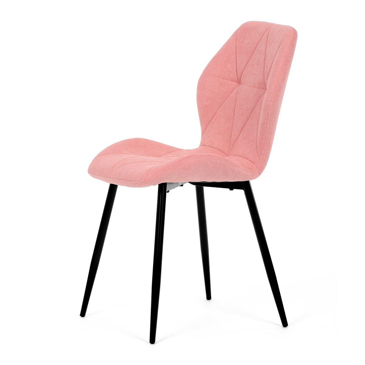 Židle jídelní, růžová látka, černé kovové nohy