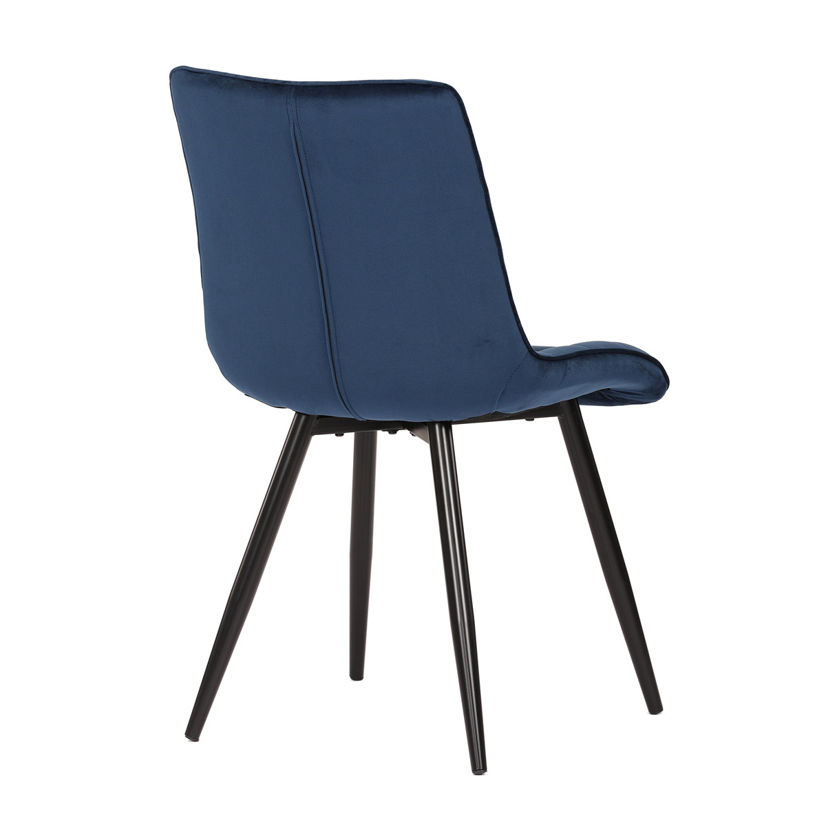 Jídelní židle, potah v modrém sametu, kovové podnoží v černé práškové barvě
