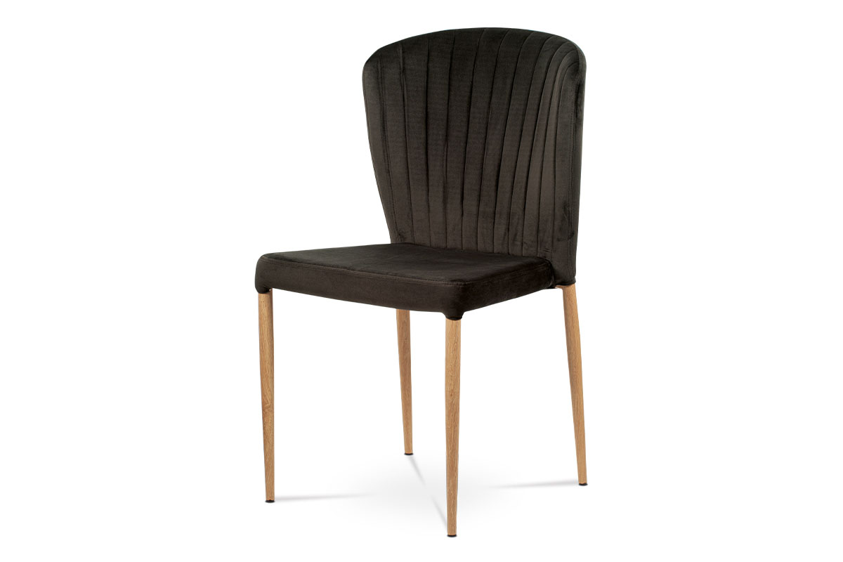 Jídelní židle, šedá sametová látka, kovová podnož, 3D dekor dub - CT-614 GREY4