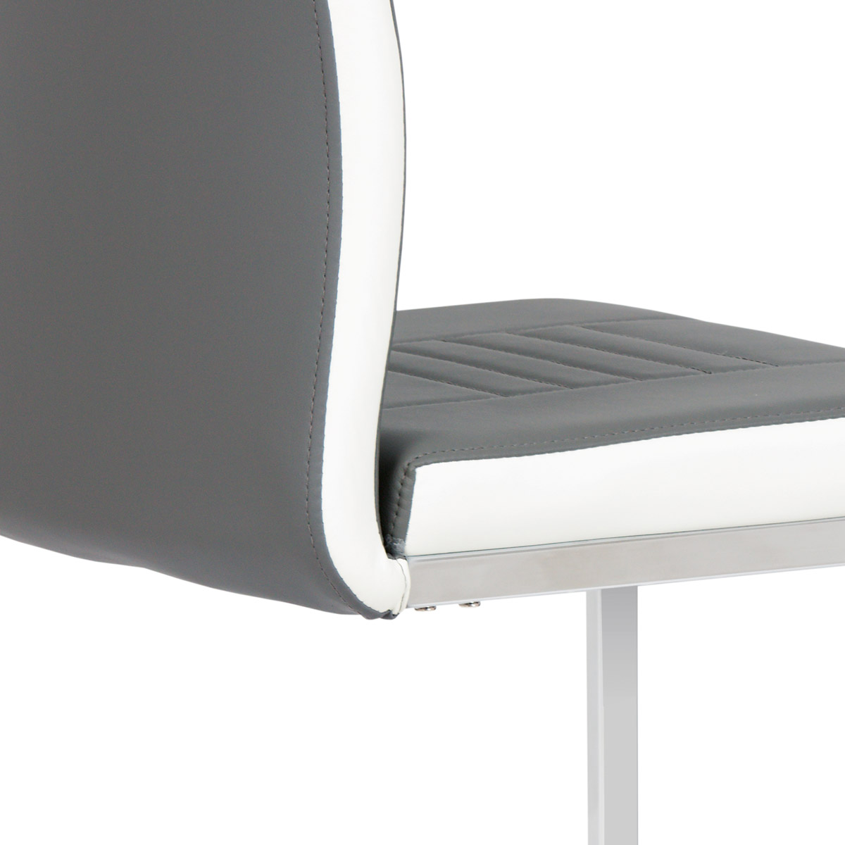 Jídelní židle chrom / koženka šedá s bílými boky