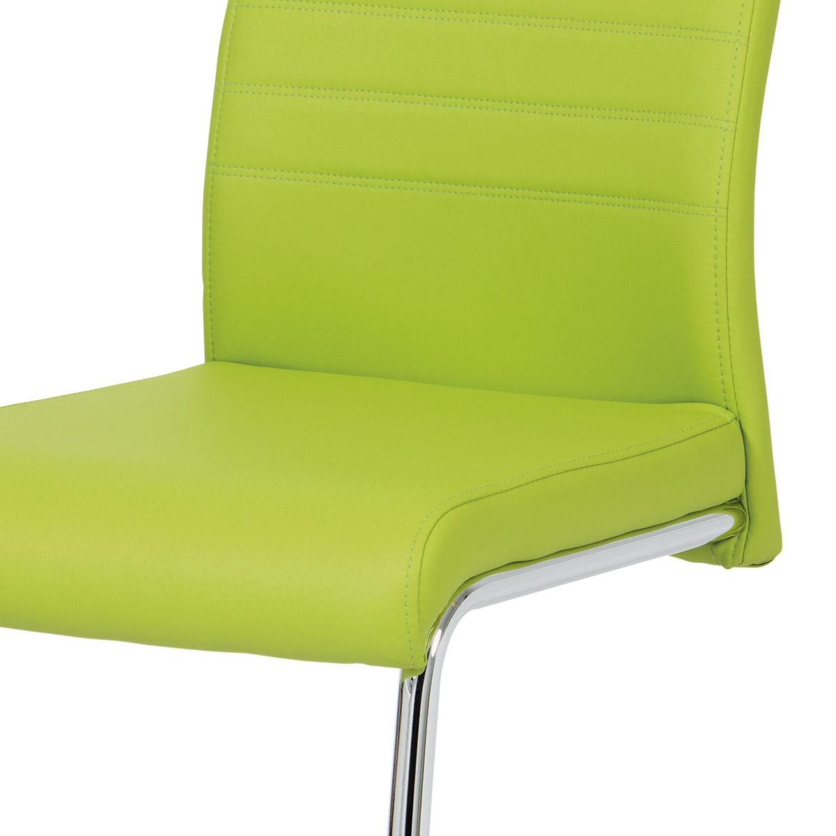 Jídelní židle koženka zelená / chrom