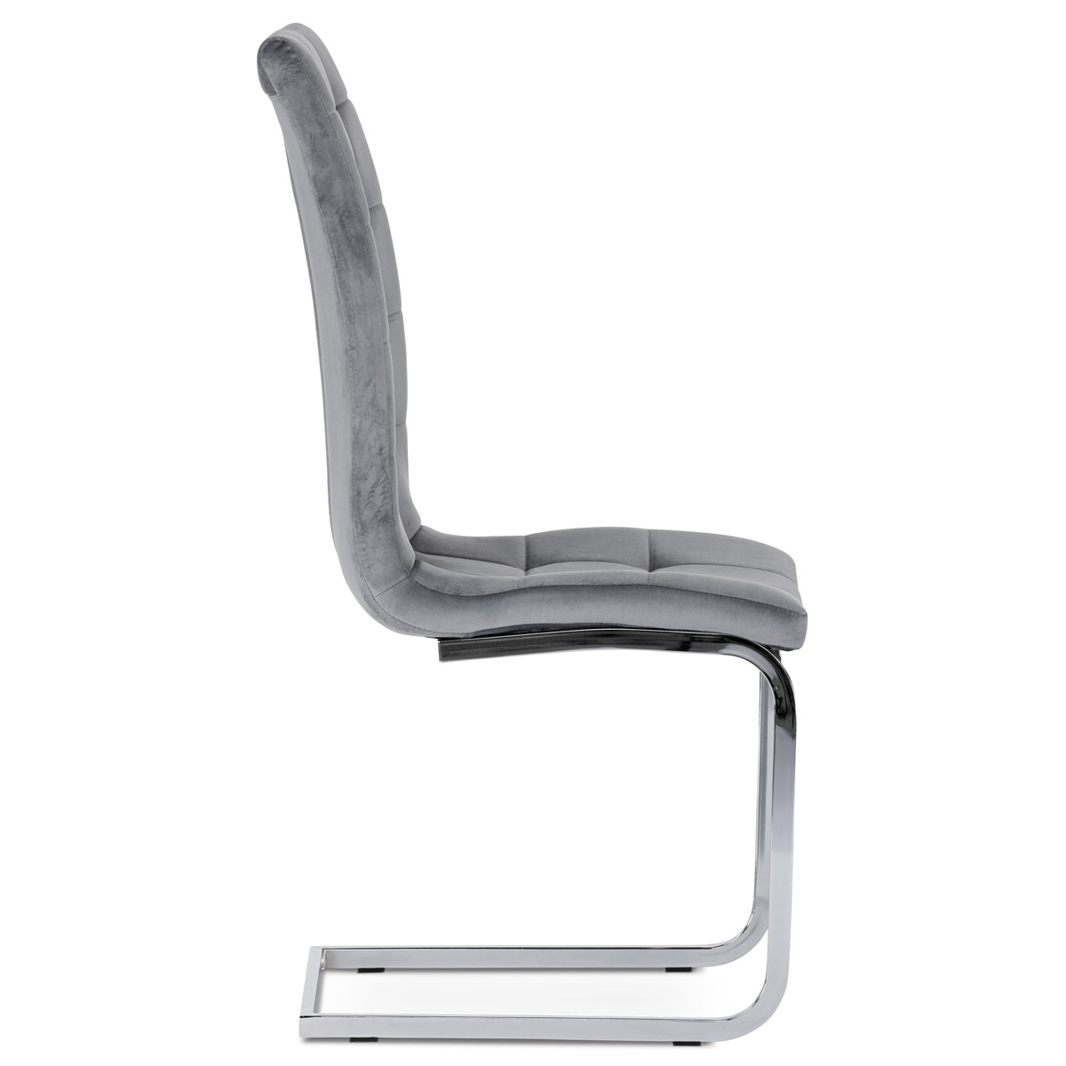 Jídelní židle, potah šedá sametová látka, kovová chromovaná podnož - DCL-424 GREY4 AKCE
