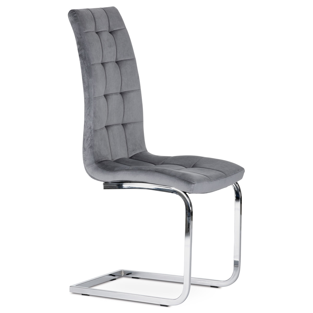 Jídelní židle, potah šedá sametová látka, kovová chromovaná podnož - DCL-424 GREY4 AKCE