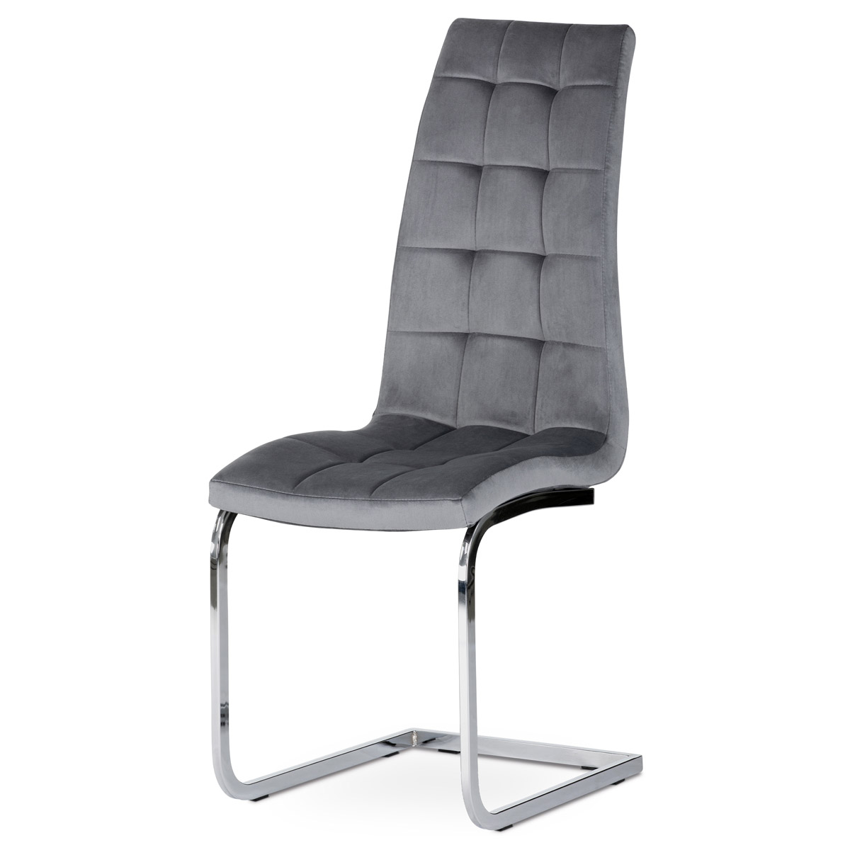 Jídelní židle, potah šedá sametová látka, kovová chromovaná podnož - DCL-424 GREY4 AKCE NOVINKA
