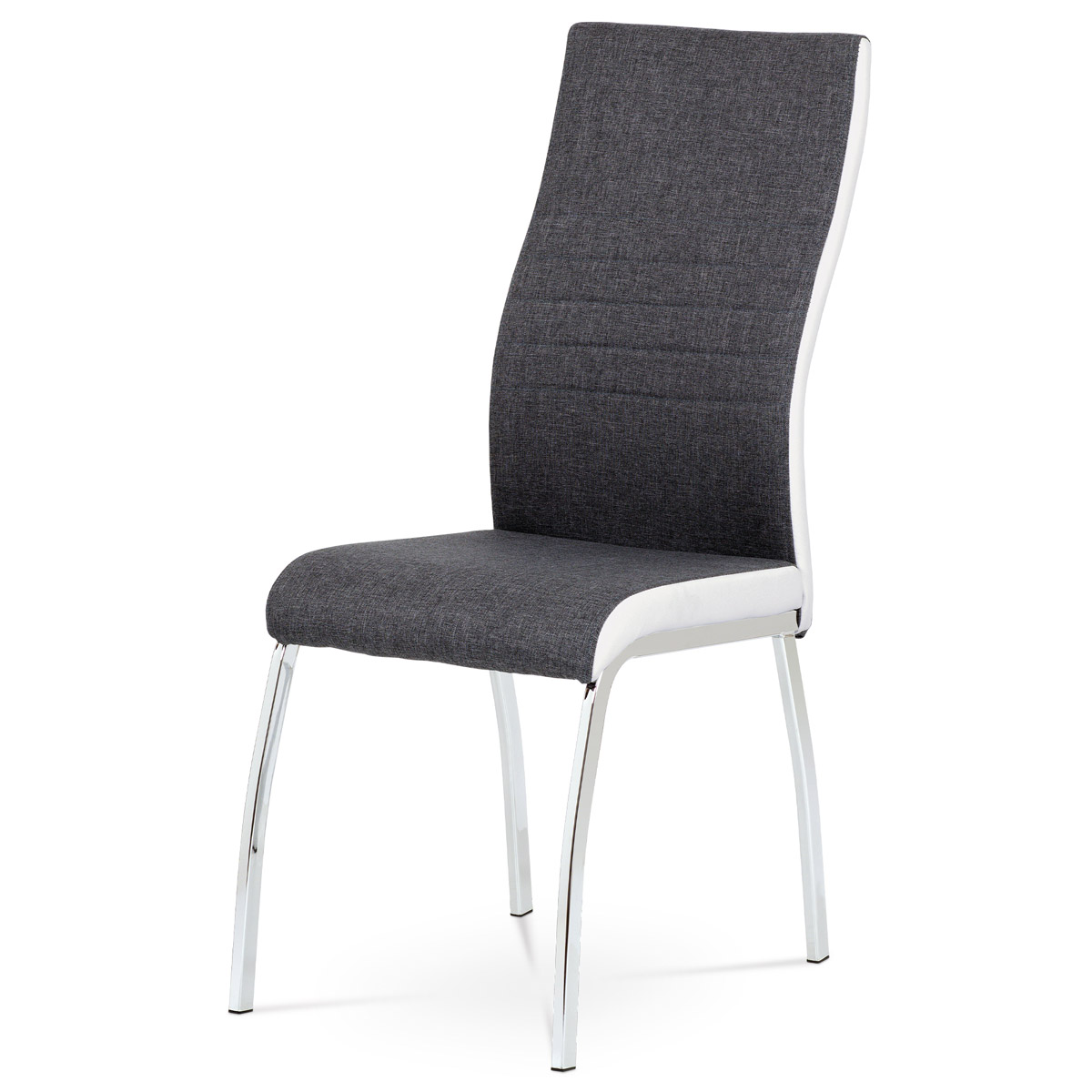 Jídelní židle šedá látka + bílá koženka / chrom