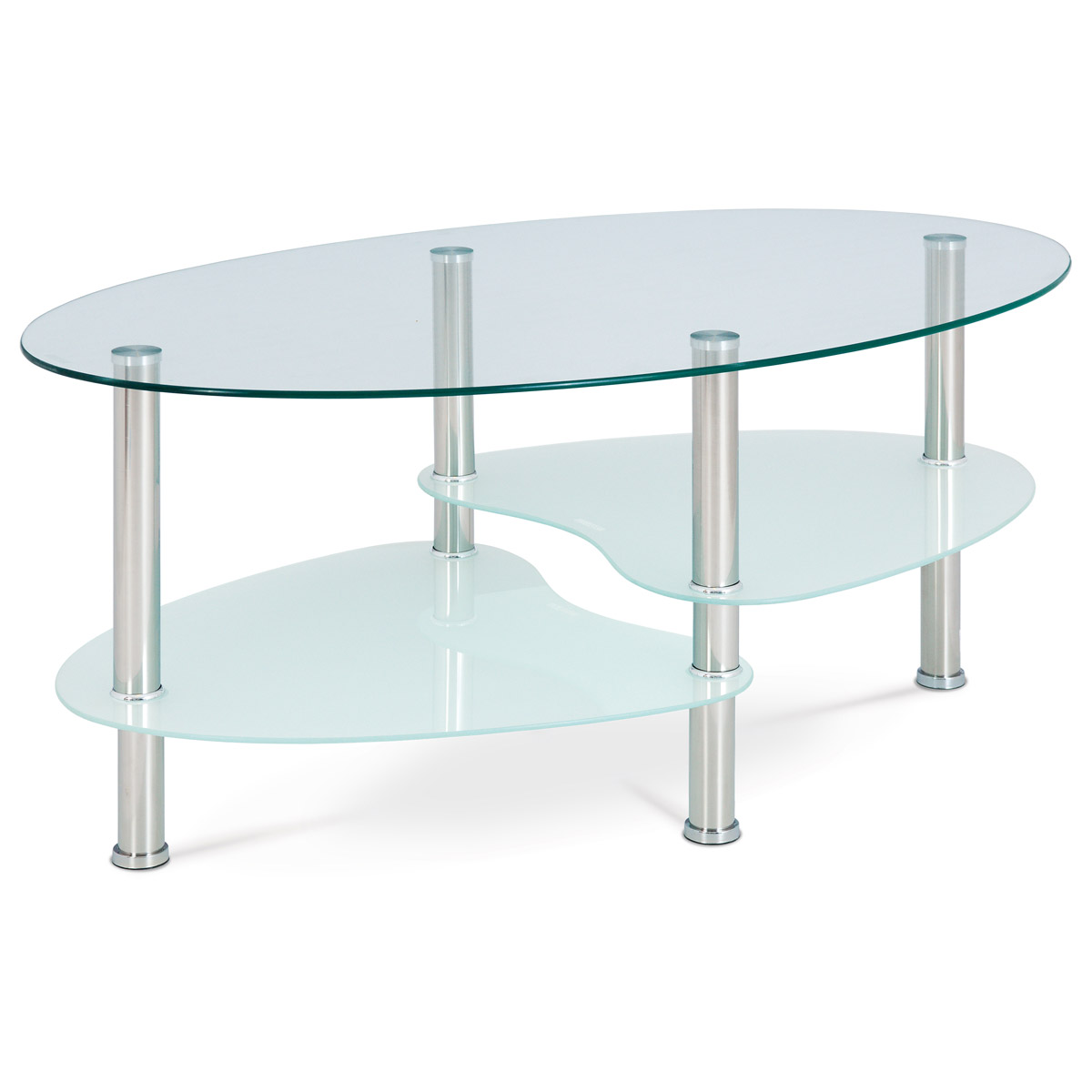 Konferenční stolek, čiré sklo / mléčné sklo / leštěný nerez