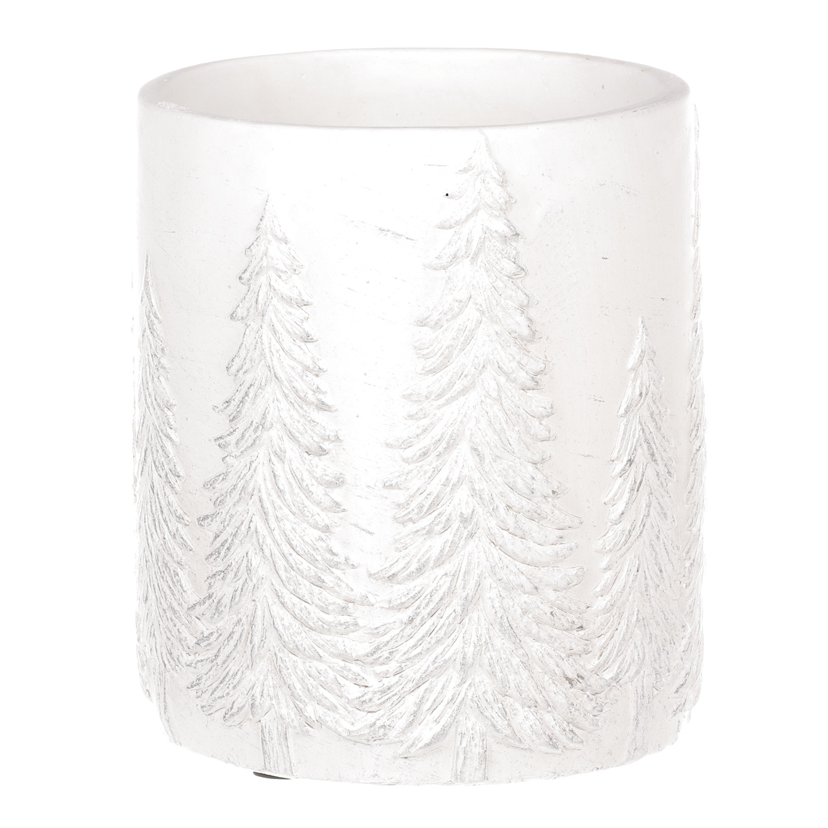 Váza betonová, motiv stromku, bílo-stříbrné.
