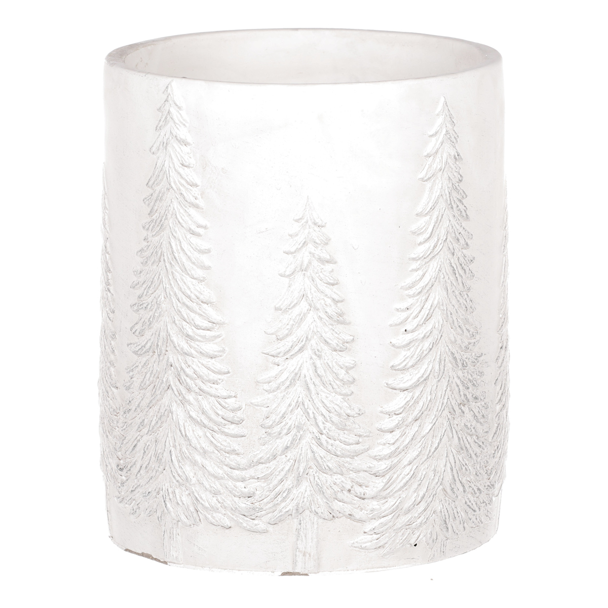 Váza betonová, motiv stromku, bílo-stříbrné.