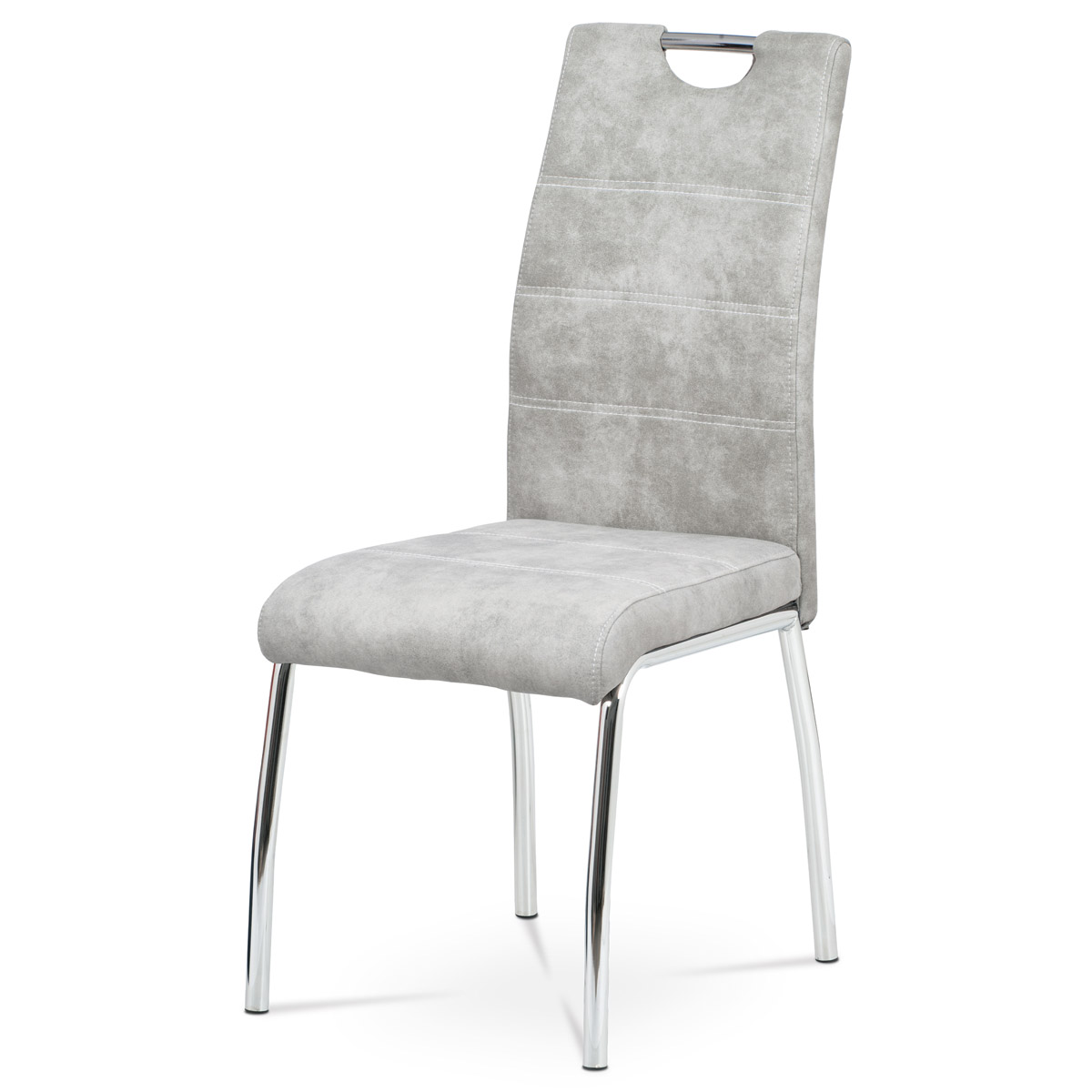 Jídelní židle, potah stříbrná látka COWBOY v dekoru vintage kůže, kovová čtyřnoh