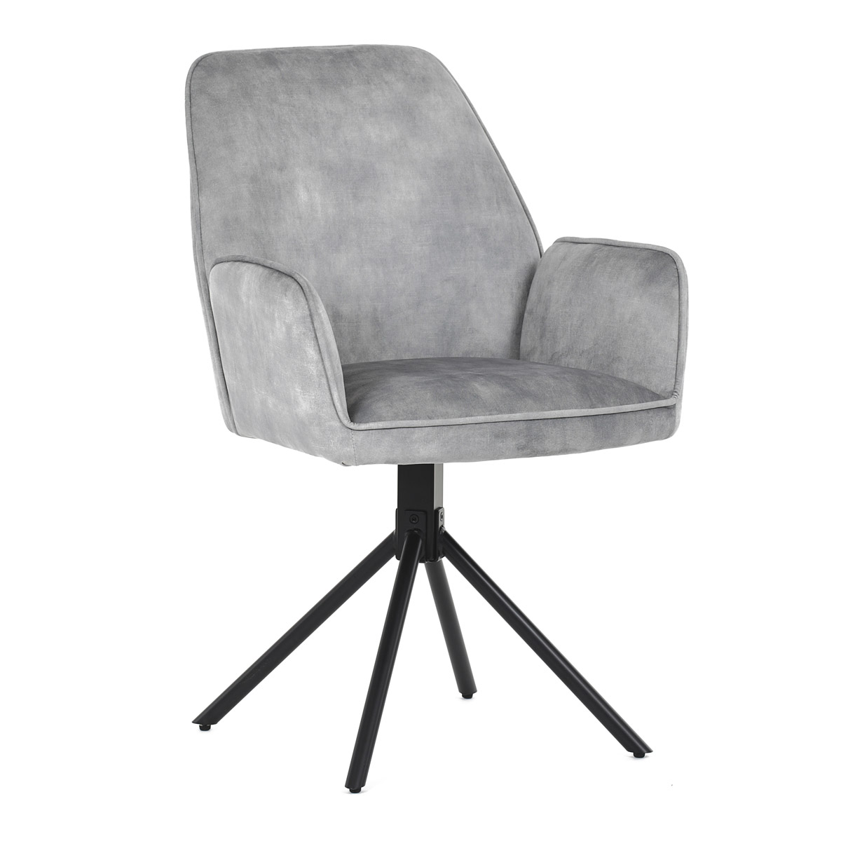 Židle jídelní a konferenční, stříbrná látka v dekoru žíhaného sametu, kovové černé nohy