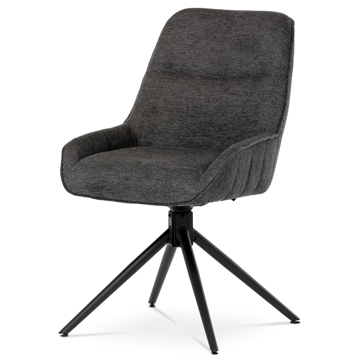 Židle jídelní a konferenční, tmavě šedá látka, černé kovové nohy,  otočná P90°+ 