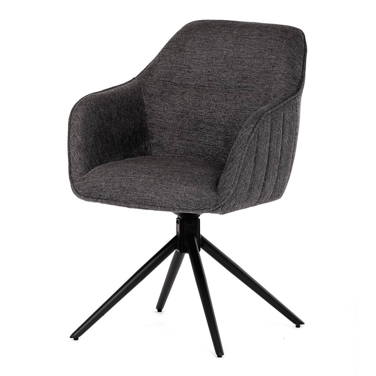 Židle jídelní a konferenční, tmavě šedá látka, černé kovové nohy, otočná P90°+ L