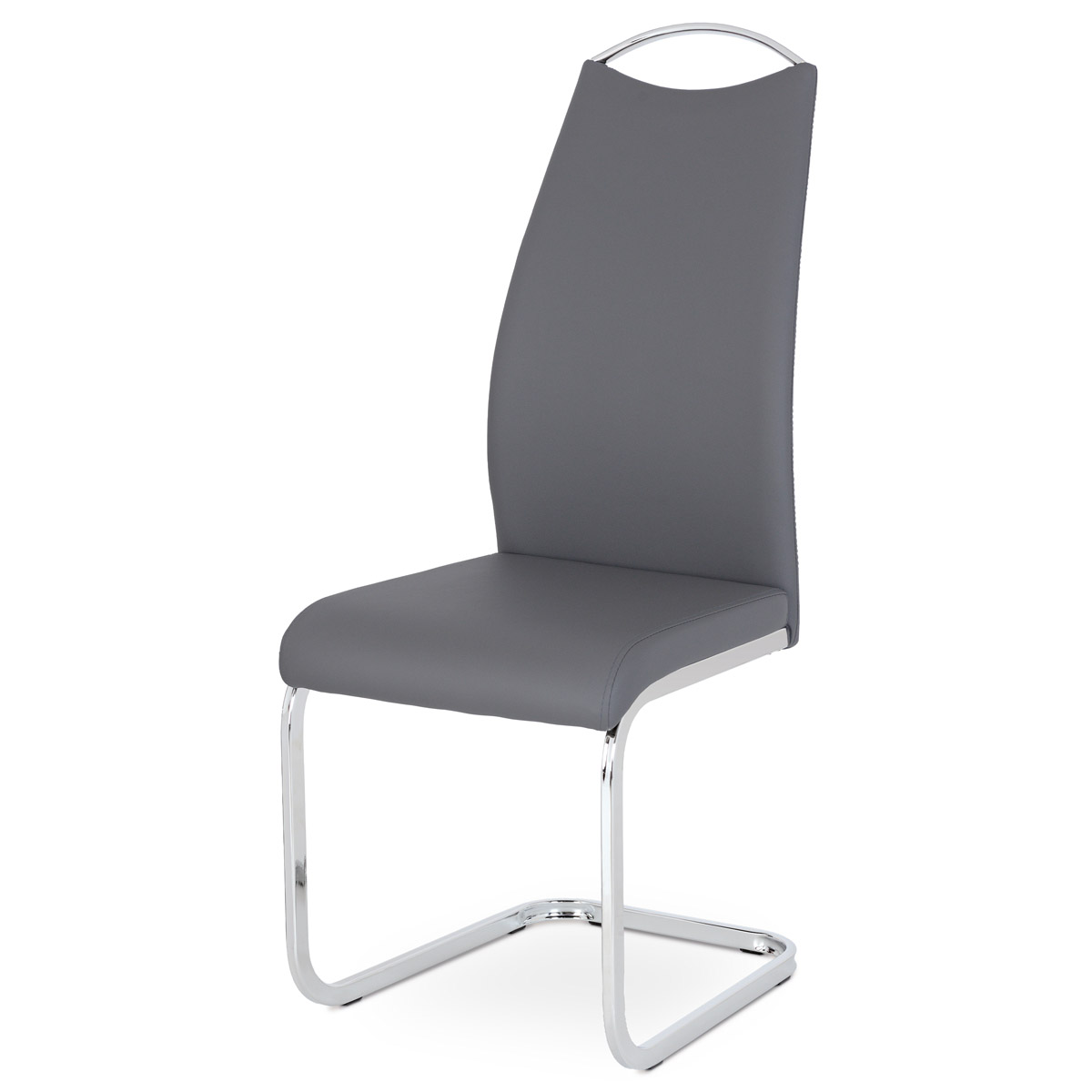 Jídelní židle šedá koženka / chrom