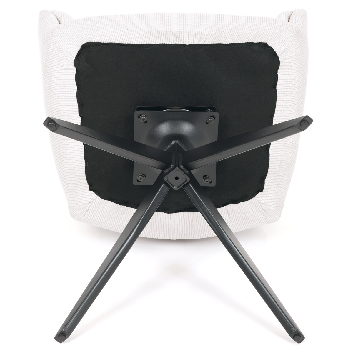 Židle jídelní, bílá látka, otočný mechanismus 180°, černý kov