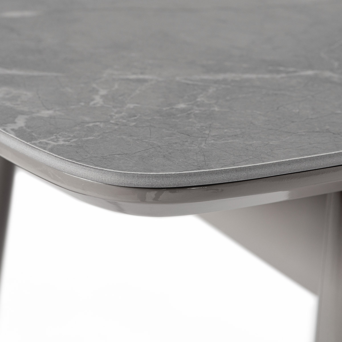 Jídelní stůl 110+30x75 cm, keramická deska šedý mramor, masiv, šedý vysoký lesk - HT-401M GREY