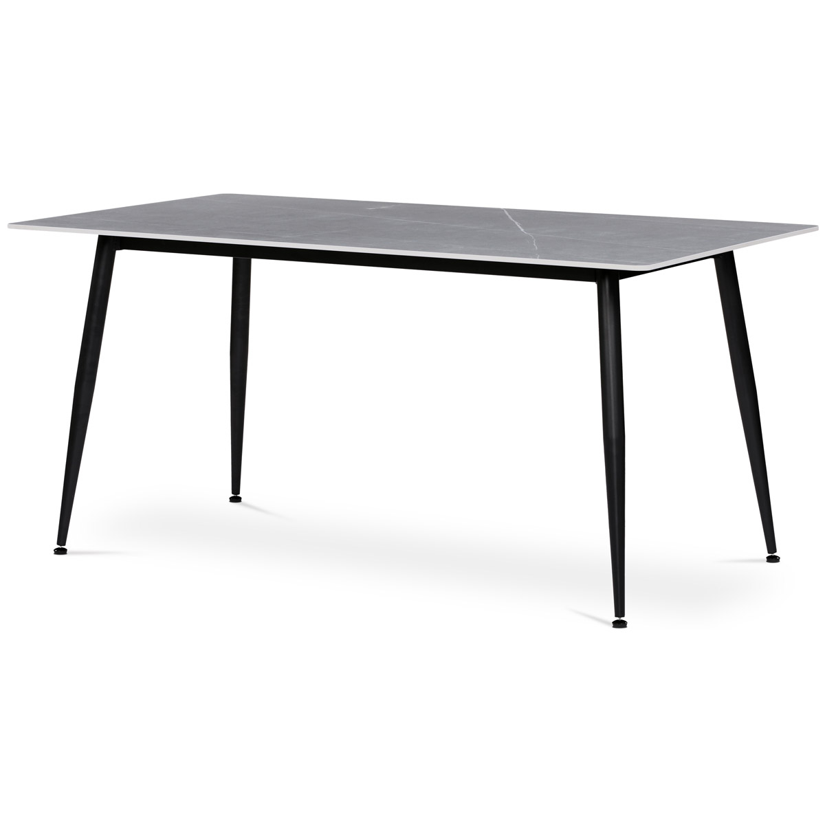 Stůl jídelní 160x90x76 cm, deska slinutý kámen v imitaci matného mramoru, černé 