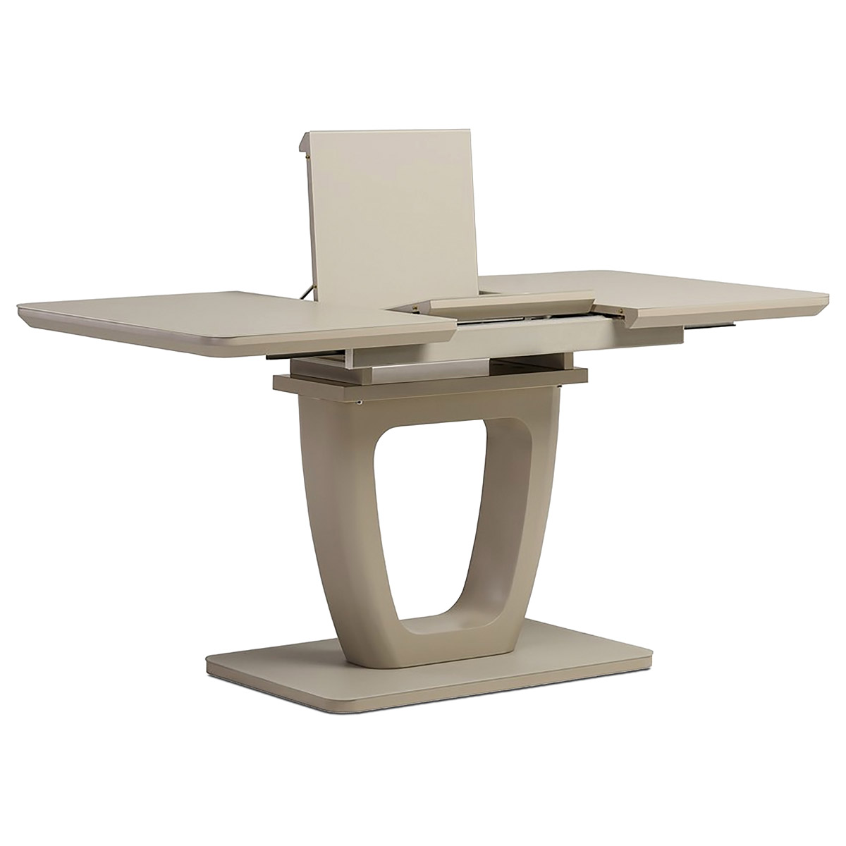 Jídelní stůl 110+40x75 cm, cappuccino 4 mm skleněná deska, MDF, cappuccino mat - HT-430 CAP