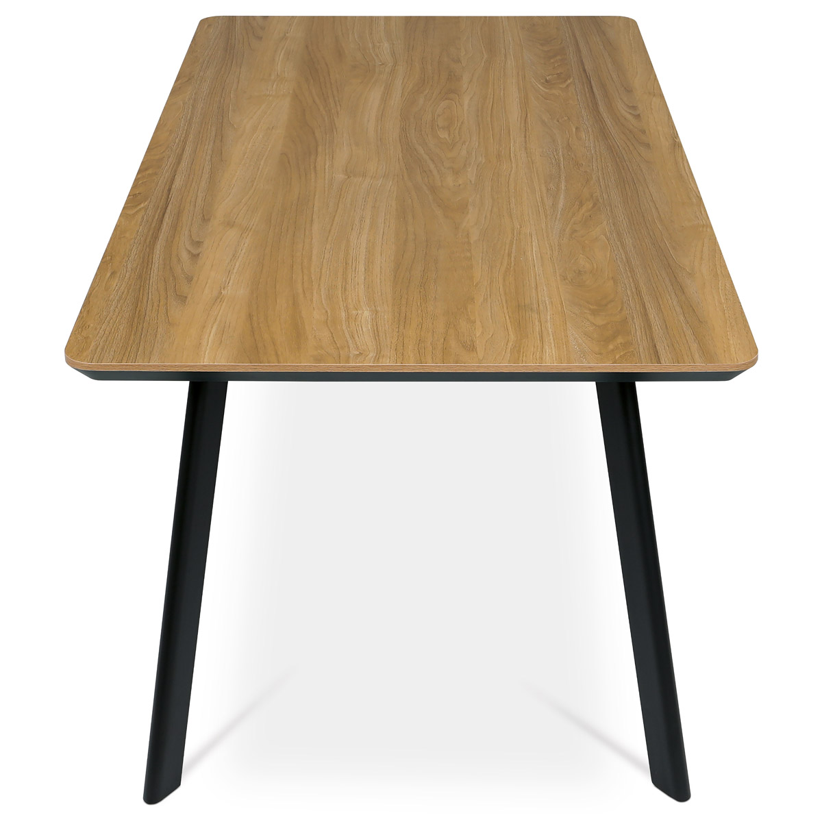 Jídelní stůl, 160x90x76 cm, MDF deska, dýha ostín dub, kovové nohy, černý lak