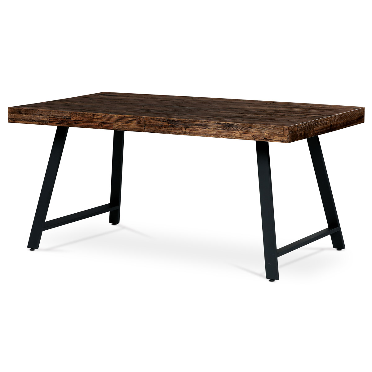 Jídelní stůl, 160x90x76 cm, MDF deska, dýha borovice, kovové nohy, černý lak