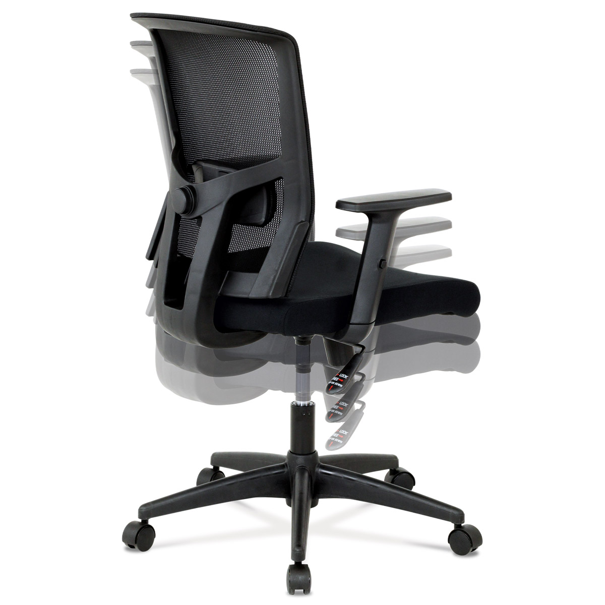 Kancelářská židle, látka černá, houpací mechanismus