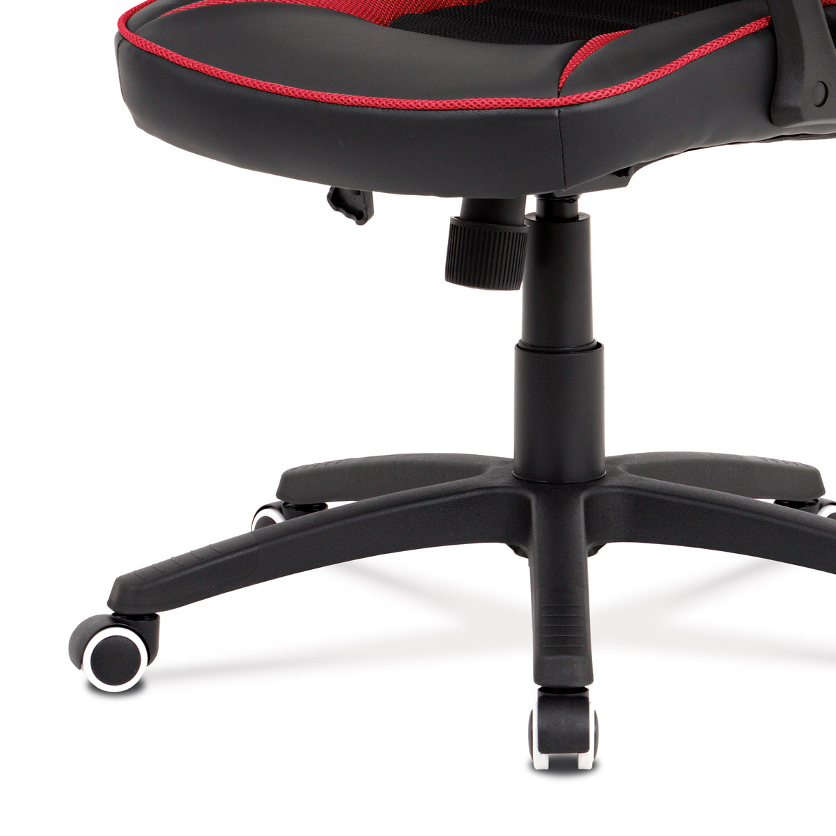 Kancelářská židle, potah černá ekokůže, černá a červená látka MESH, černý plasto