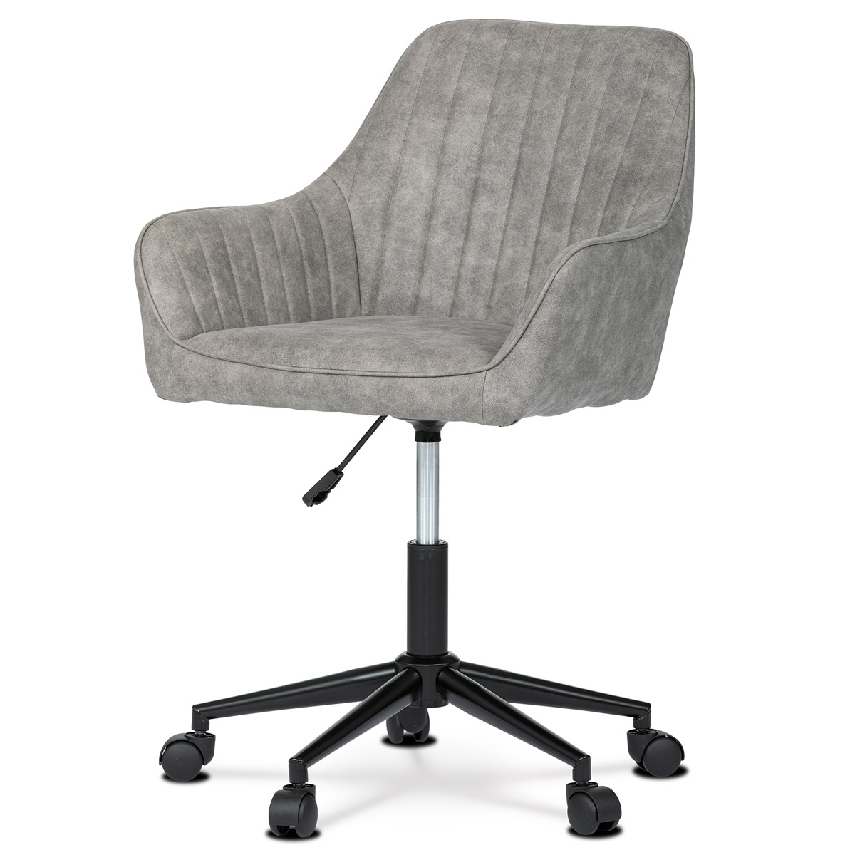 Pracovní židle, potah šedá vintage látka, výškově nastavitelná, černý kovový kříž