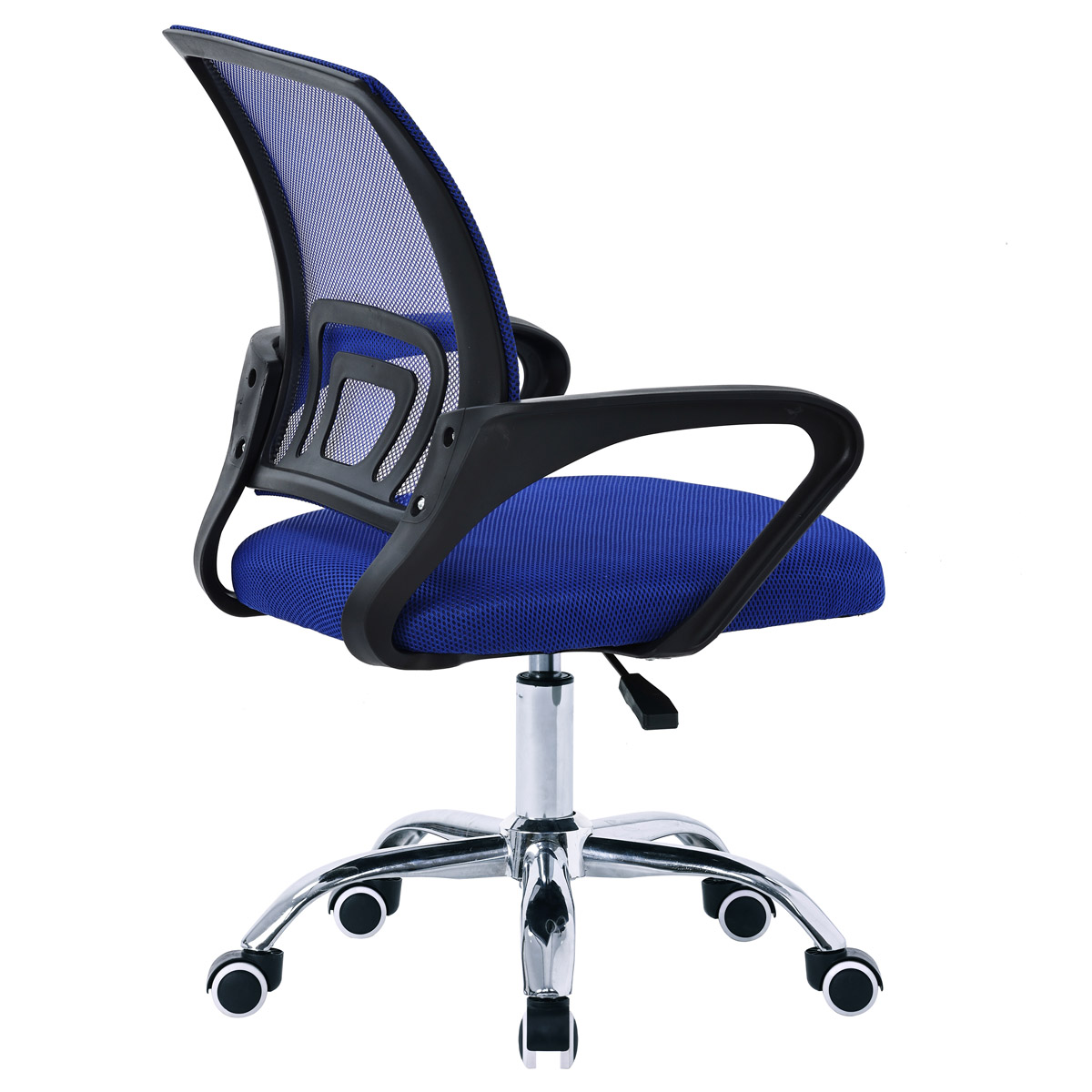 Kancelářská židle, potah modrá látka MESH a síťovina MESH, výškově nastavitelná, kovový chromovaný kříž