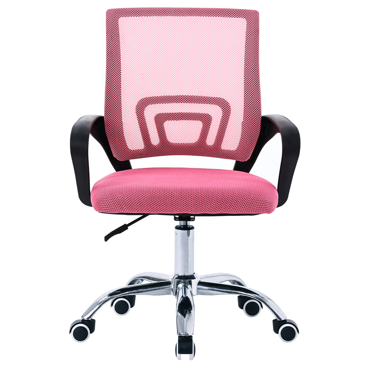 Kancelářská židle, potah růžová látka MESH a síťovina MESH, výškově nastavitelná, kovový chromovaný kříž