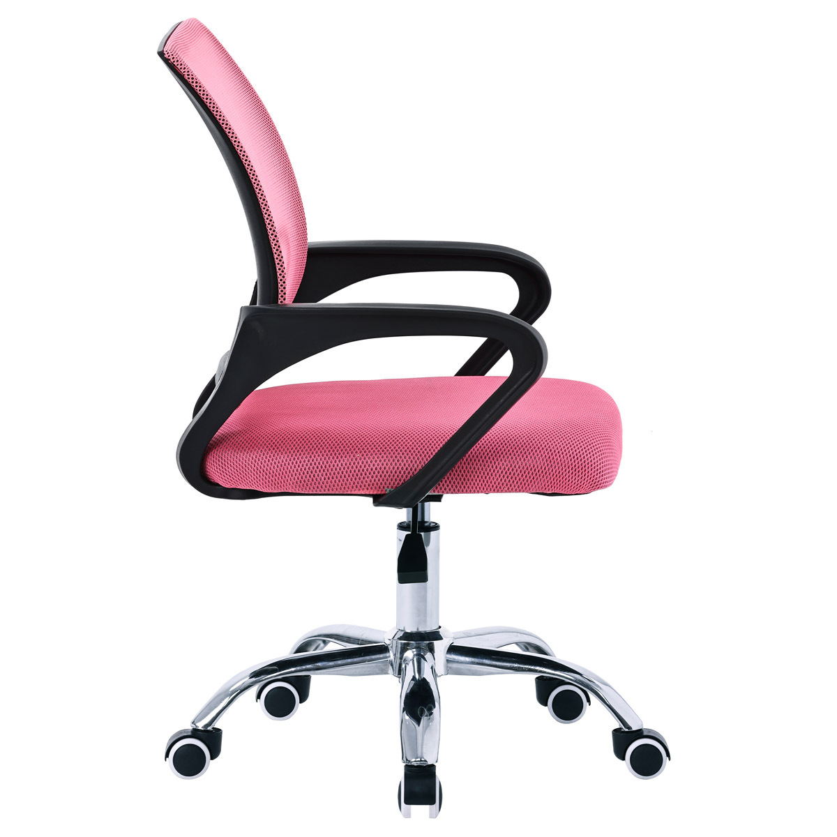 Kancelářská židle, potah růžová látka MESH a síťovina MESH, výškově nastavitelná, kovový chromovaný kříž