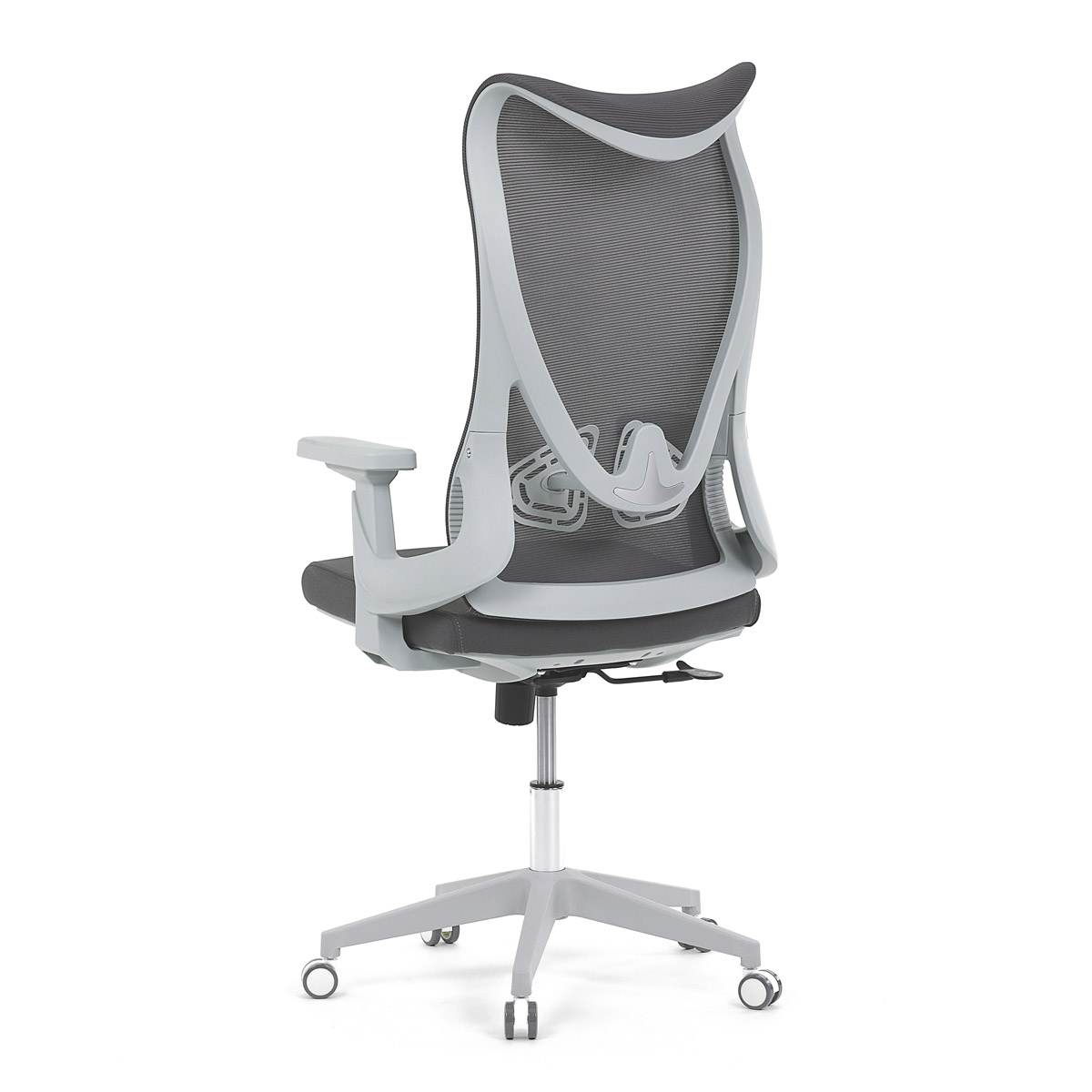 Židle kancelářská, šedý MESH, bílý plast, plastový kříž