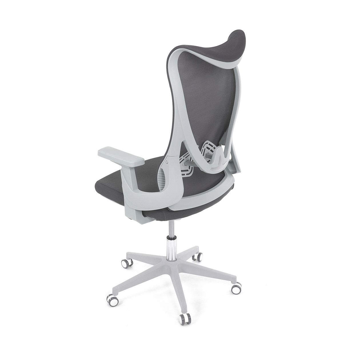 Židle kancelářská, šedý MESH, bílý plast, plastový kříž
