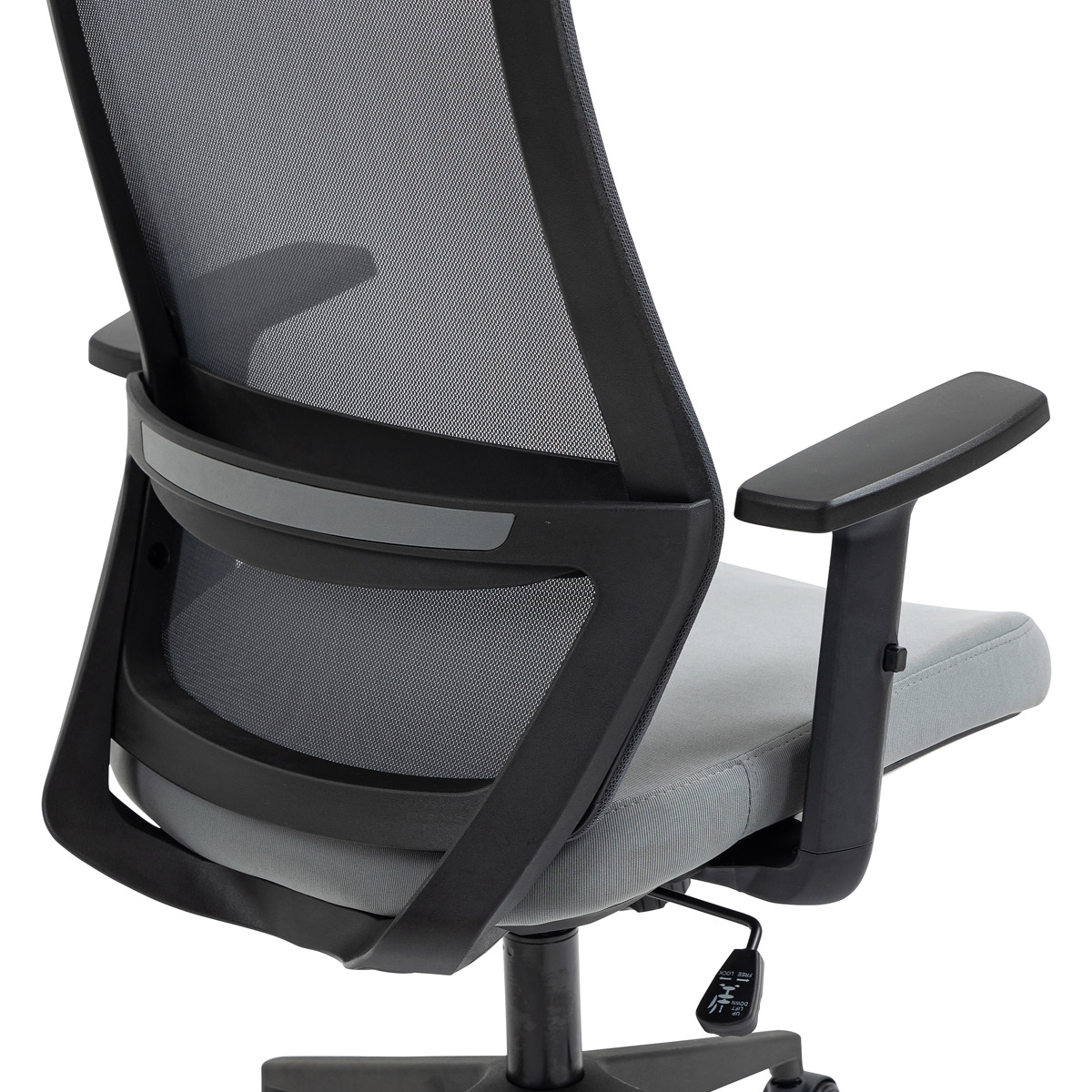 Kancelářská židle, černý plast, šedá látka, 1D područky, kolečka pro tvrdé podlahy