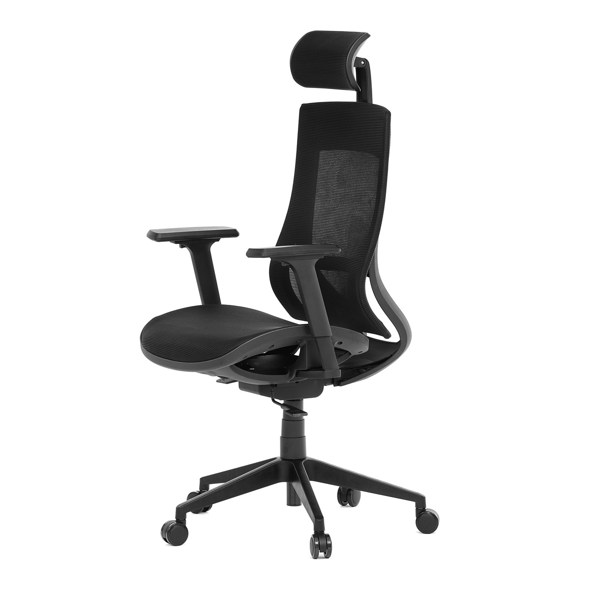 Kancelářská židle, černá látka, plastový kříž, výškově stavitelné  područky, kolečka pro tvrdé podlahy